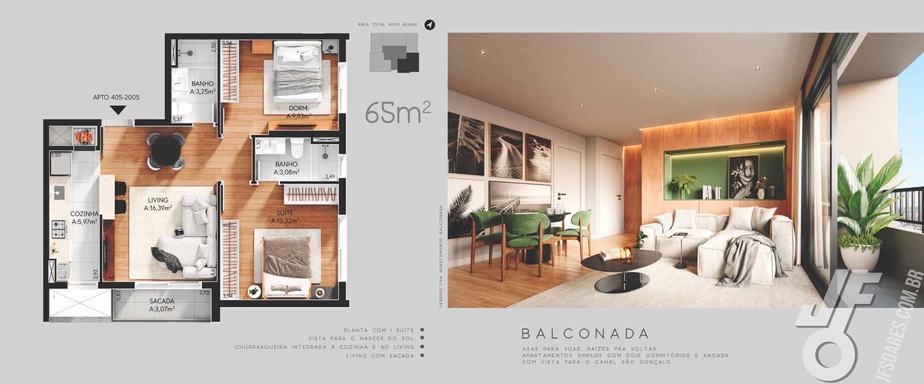 Apartamento, 2 quartos, 65 m² - Foto 2