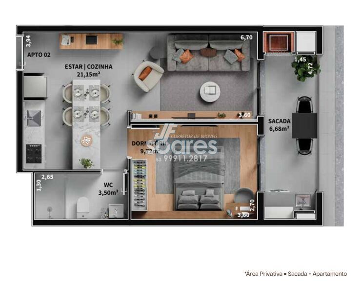 Apartamento à venda com 1 quarto, 49m² - Foto 3