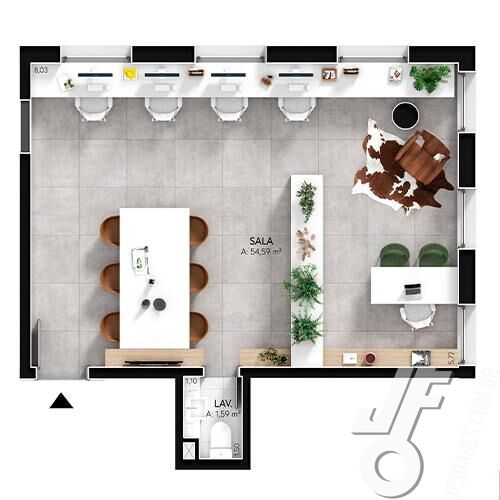 Sala-Conjunto, 53 m² - Foto 2