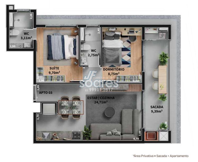 Apartamento à venda com 2 quartos, 71m² - Foto 2