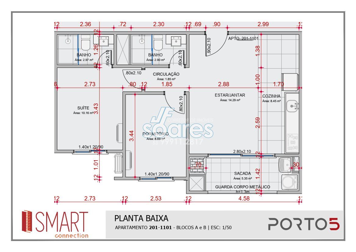 Apartamento à venda com 2 quartos, 61m² - Foto 3