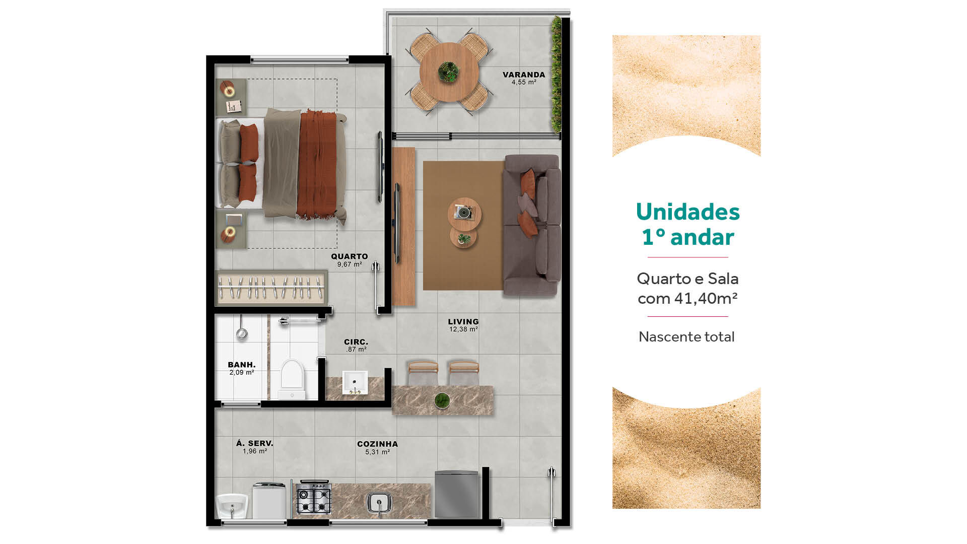 Apartamento à venda com 1 quarto, 41m² - Foto 3