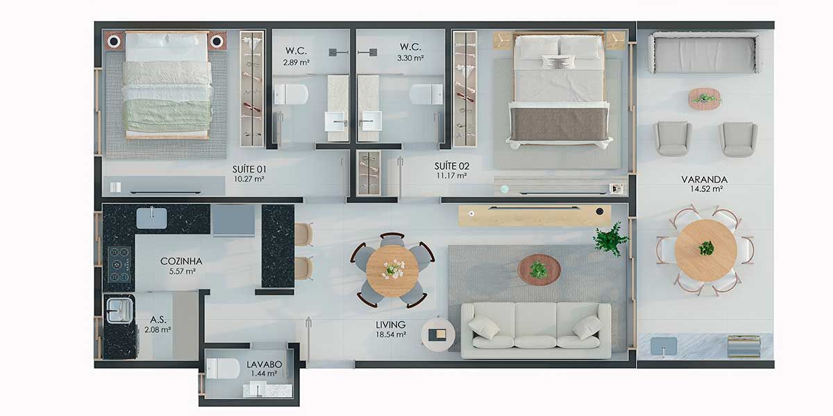 Apartamento à venda com 2 quartos, 77m² - Foto 3