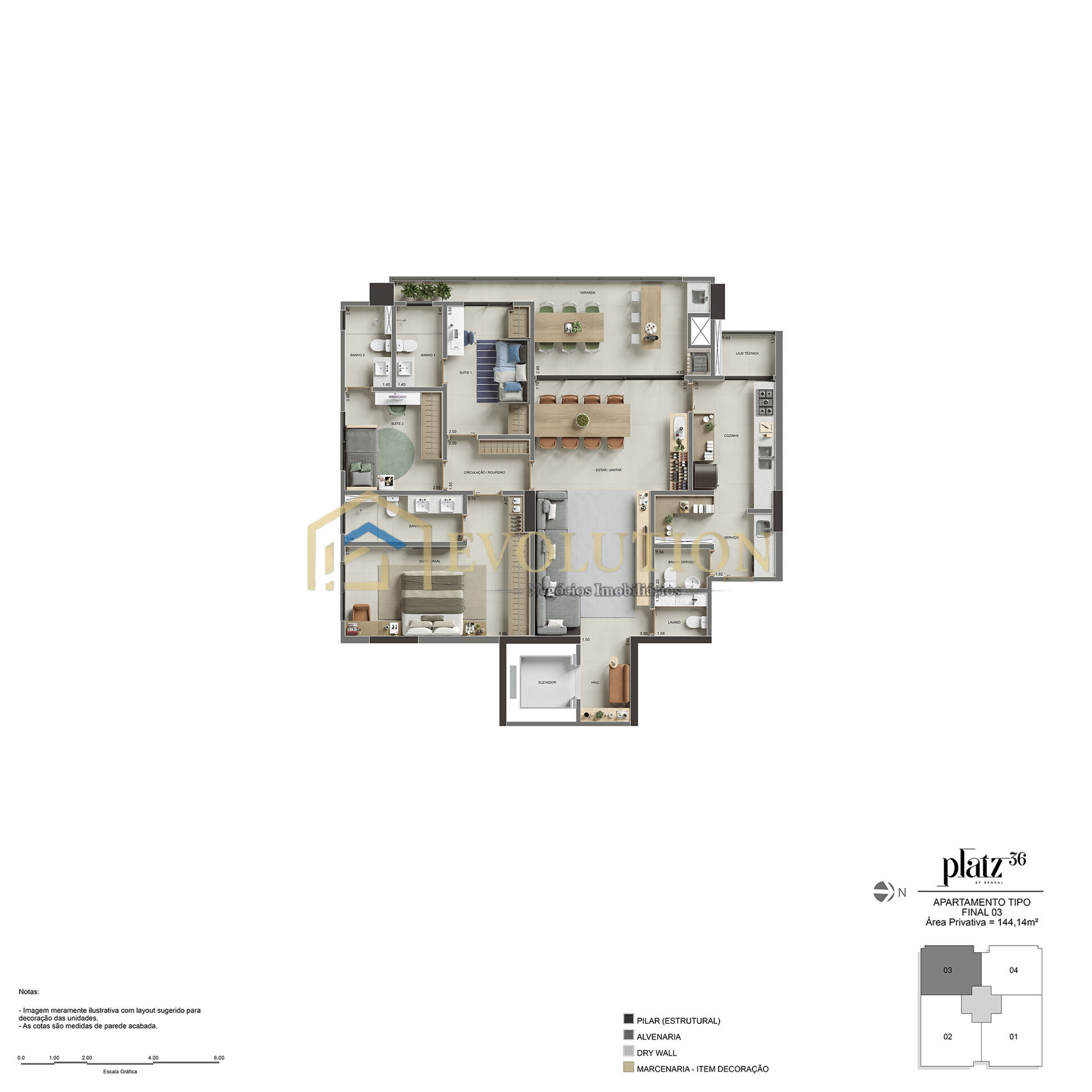 Apartamento à venda com 3 quartos, 144m² - Foto 5