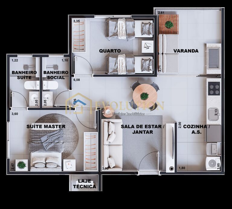 Apartamento à venda com 2 quartos, 54m² - Foto 4