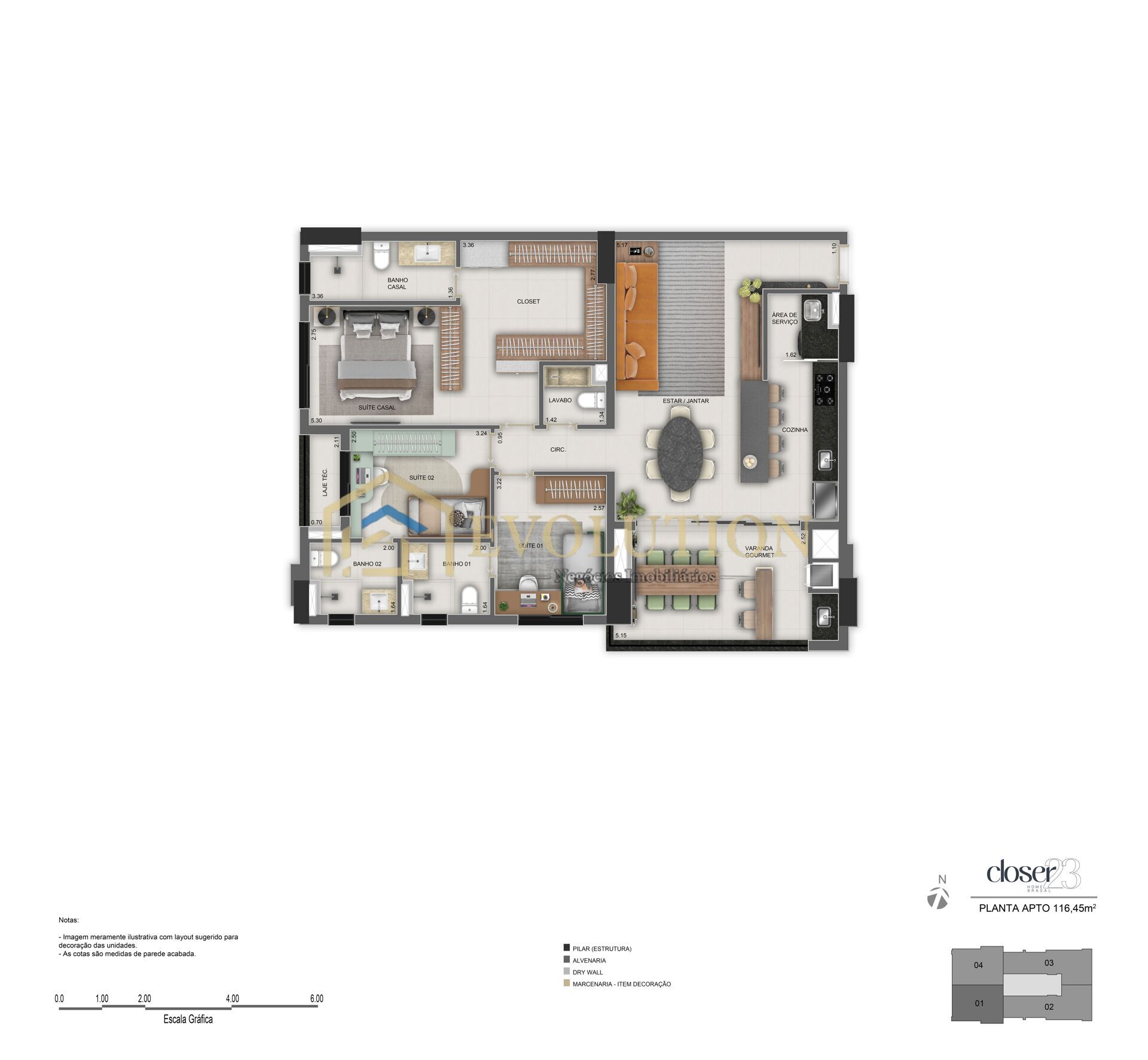 Apartamento à venda com 3 quartos, 116m² - Foto 1
