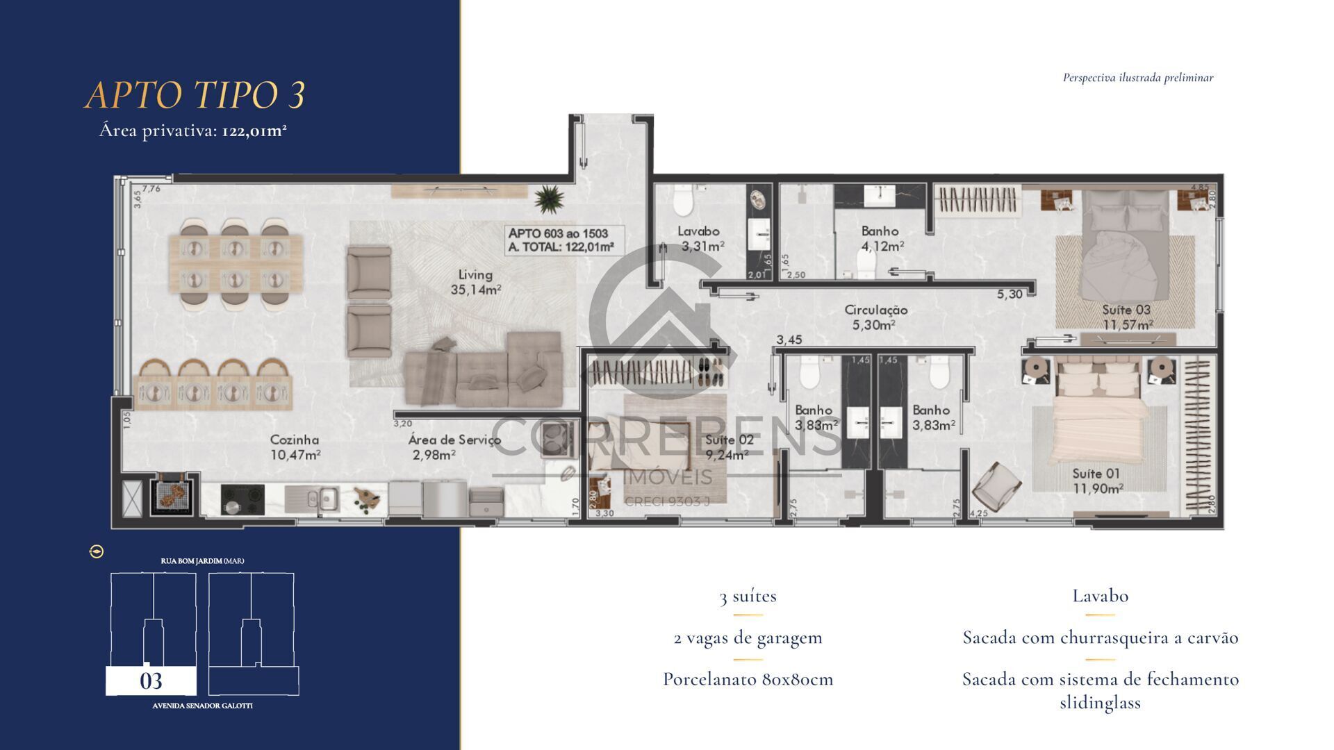 Apartamento à venda com 3 quartos, 122m² - Foto 30