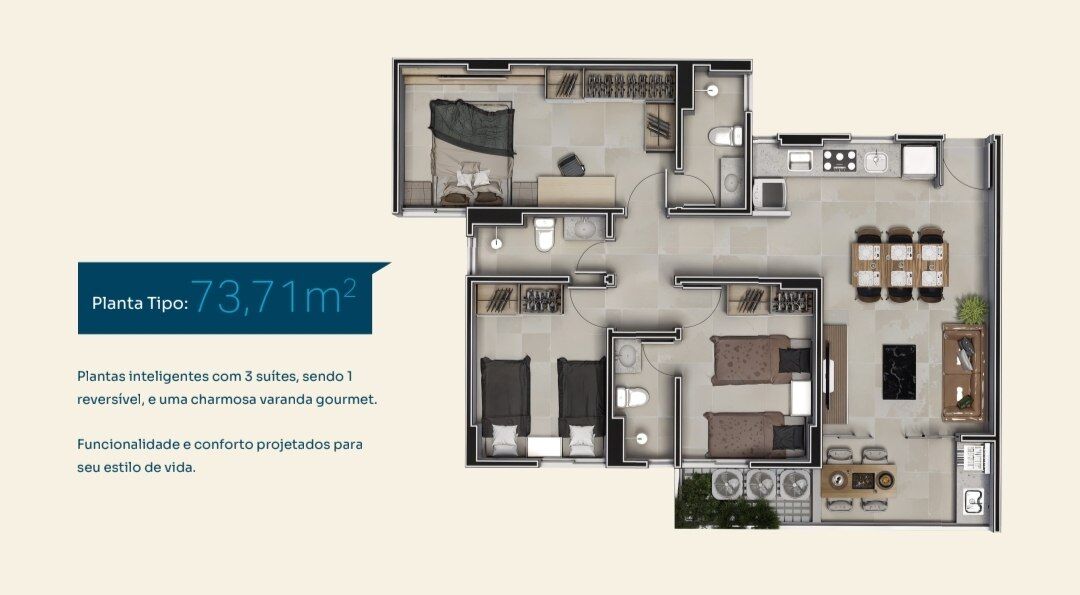 Apartamento à venda com 3 quartos, 73m² - Foto 13