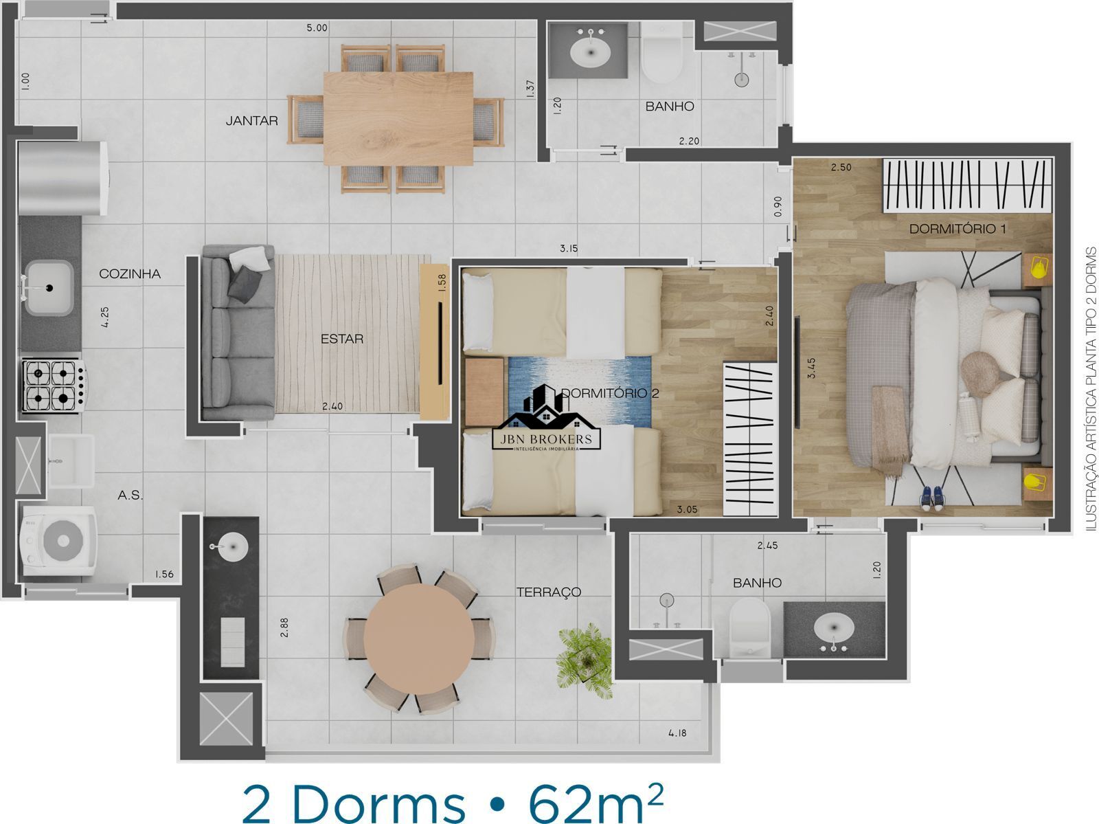 Apartamento à venda com 2 quartos, 62m² - Foto 1