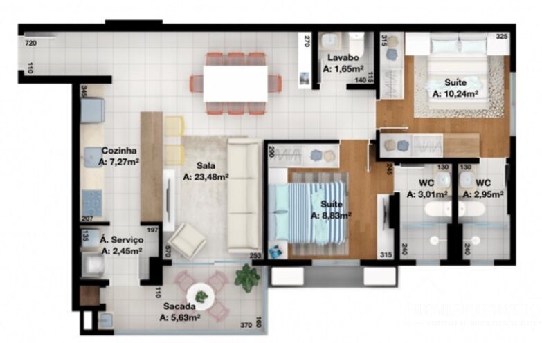 Apartamento à venda com 2 quartos, 77m² - Foto 2