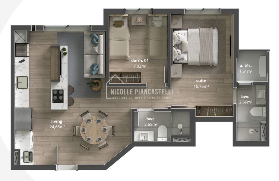 Apartamento, 2 quartos, 60 m² - Foto 3