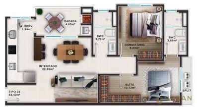Apartamento à venda com 2 quartos, 64m² - Foto 4