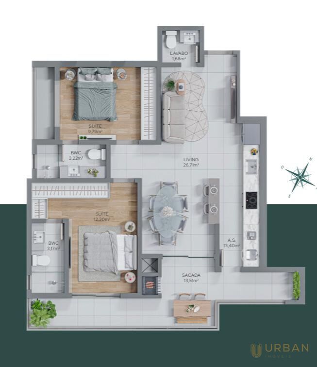 Apartamento à venda com 2 quartos, 89m² - Foto 3