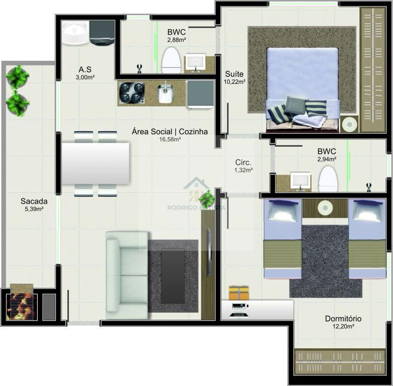 Apartamento à venda com 2 quartos, 69m² - Foto 9