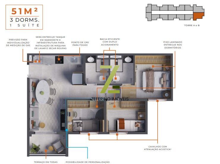Apartamento, 3 quartos, 51 m² - Foto 15