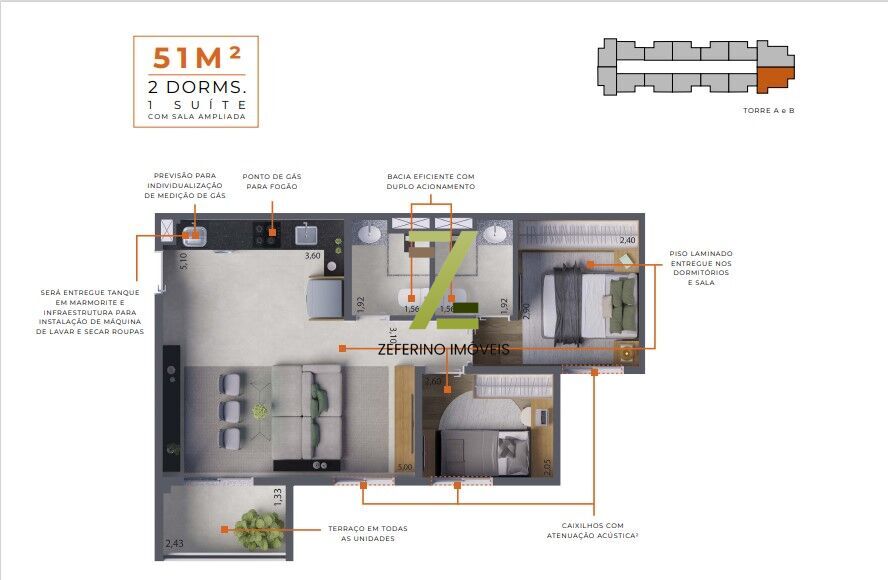Apartamento, 3 quartos, 51 m² - Foto 14