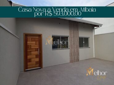 Casa Nova à Venda em Atibaia   por R$ 593.000,00