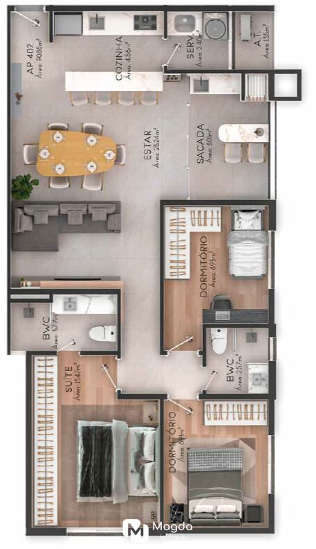 Apartamento de 3 quartos, 90m² no bairro Velha, em Blumenau | Eu Corretor