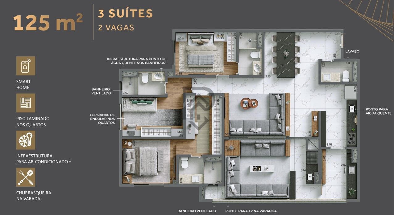 Apartamento, 3 quartos, 125 m² - Foto 46