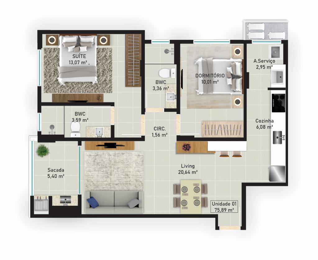 Apartamento à venda com 2 quartos, 75m² - Foto 20