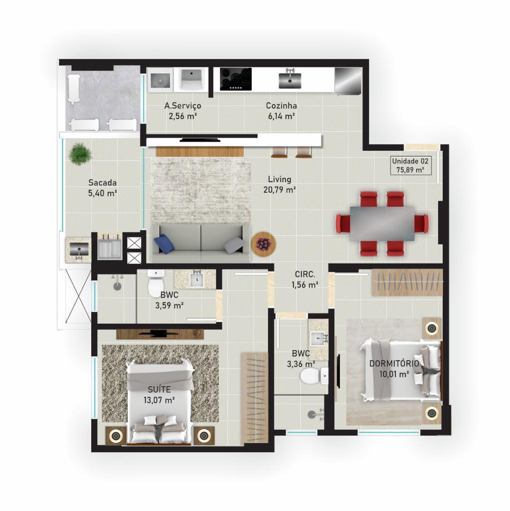 Apartamento à venda com 2 quartos, 75m² - Foto 21