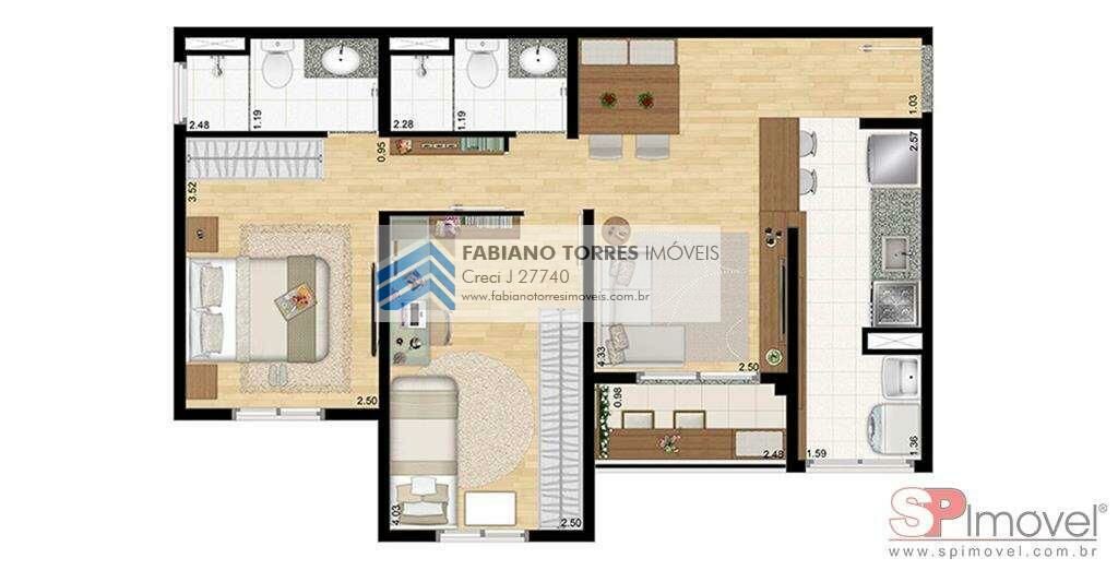 Apartamento à venda com 2 quartos, 56m² - Foto 2