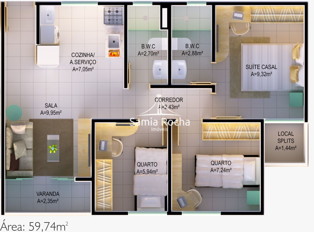 Apartamento à venda com 3 quartos, 59m² - Foto 17