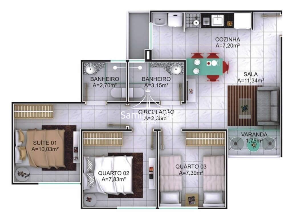 Apartamento à venda com 3 quartos, 61m² - Foto 10