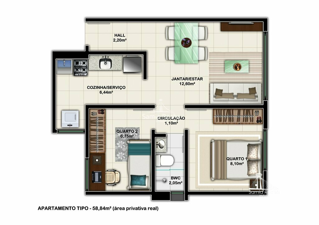 Apartamento à venda com 2 quartos, 58m² - Foto 9