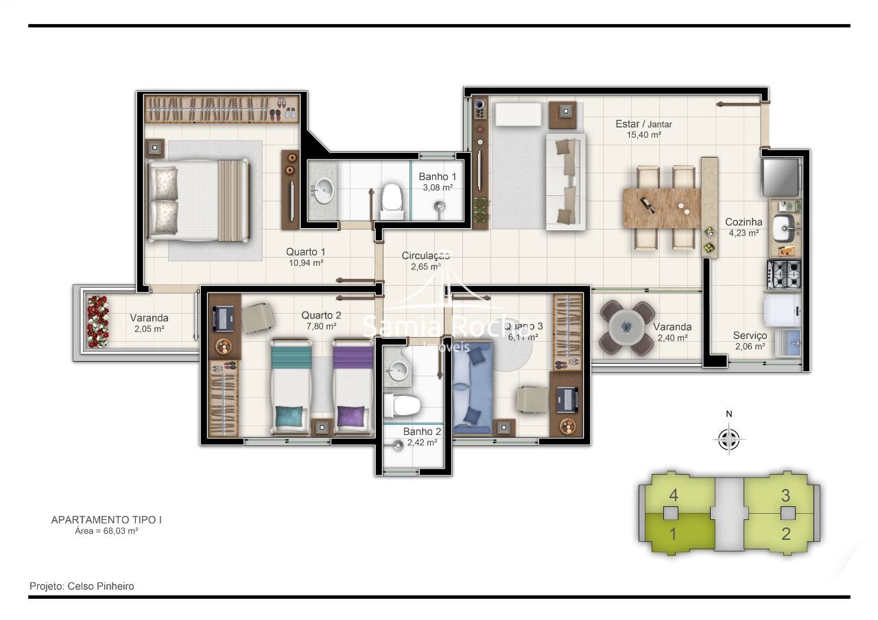 Apartamento à venda com 3 quartos, 68m² - Foto 8