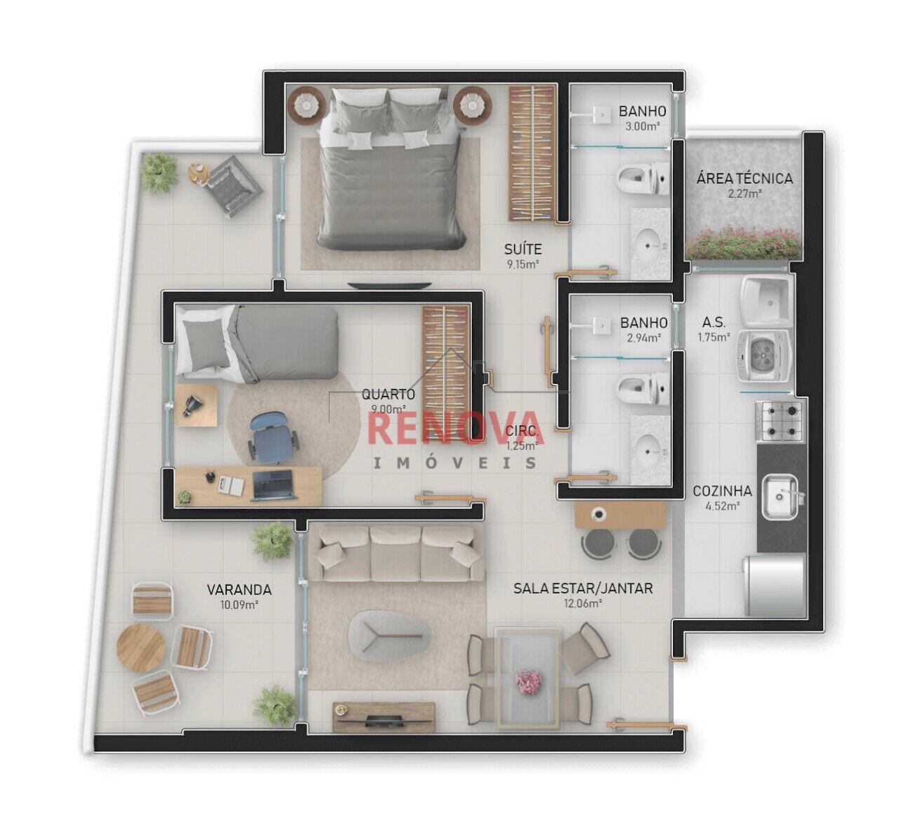 Apartamento à venda com 2 quartos, 62m² - Foto 4