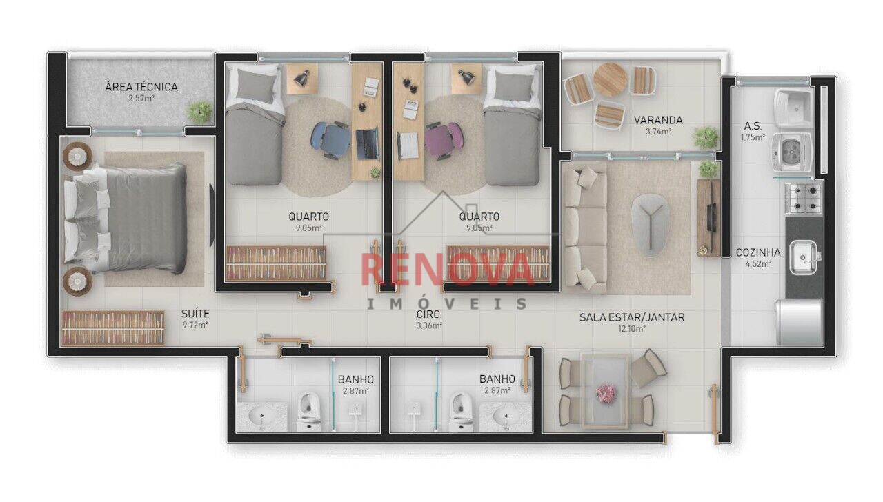 Apartamento à venda com 2 quartos, 62m² - Foto 5