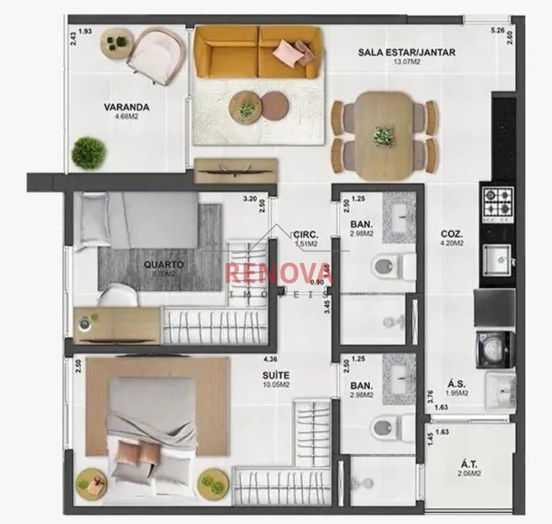 Apartamento, 2 quartos, 57 m² - Foto 6