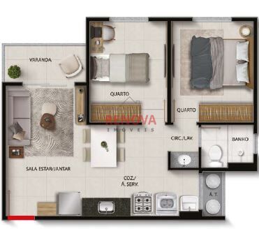 Apartamento, 2 quartos, 46 m² - Foto 2