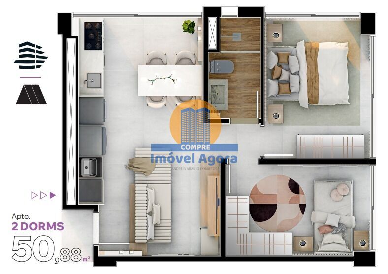 Apartamento, 1 quarto, 39 m² - Foto 3