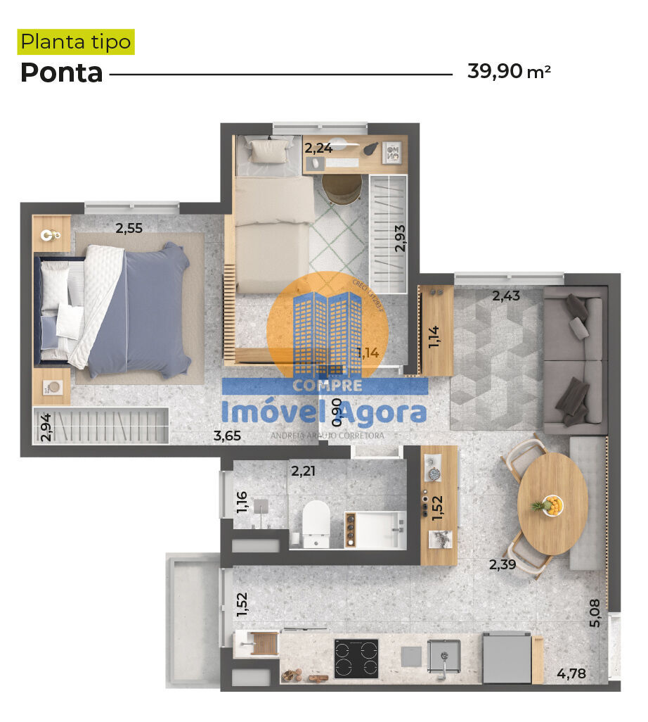 Apartamento, 2 quartos, 39 m² - Foto 14