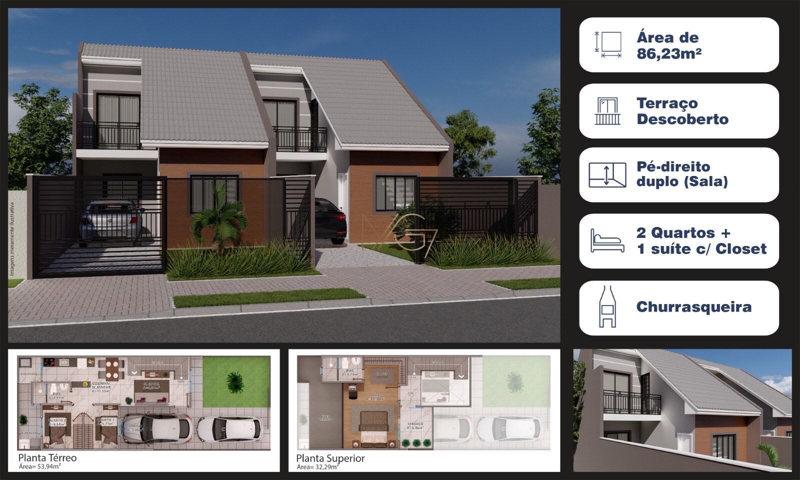 Casa, 3 quartos, 86 m² - Foto 1