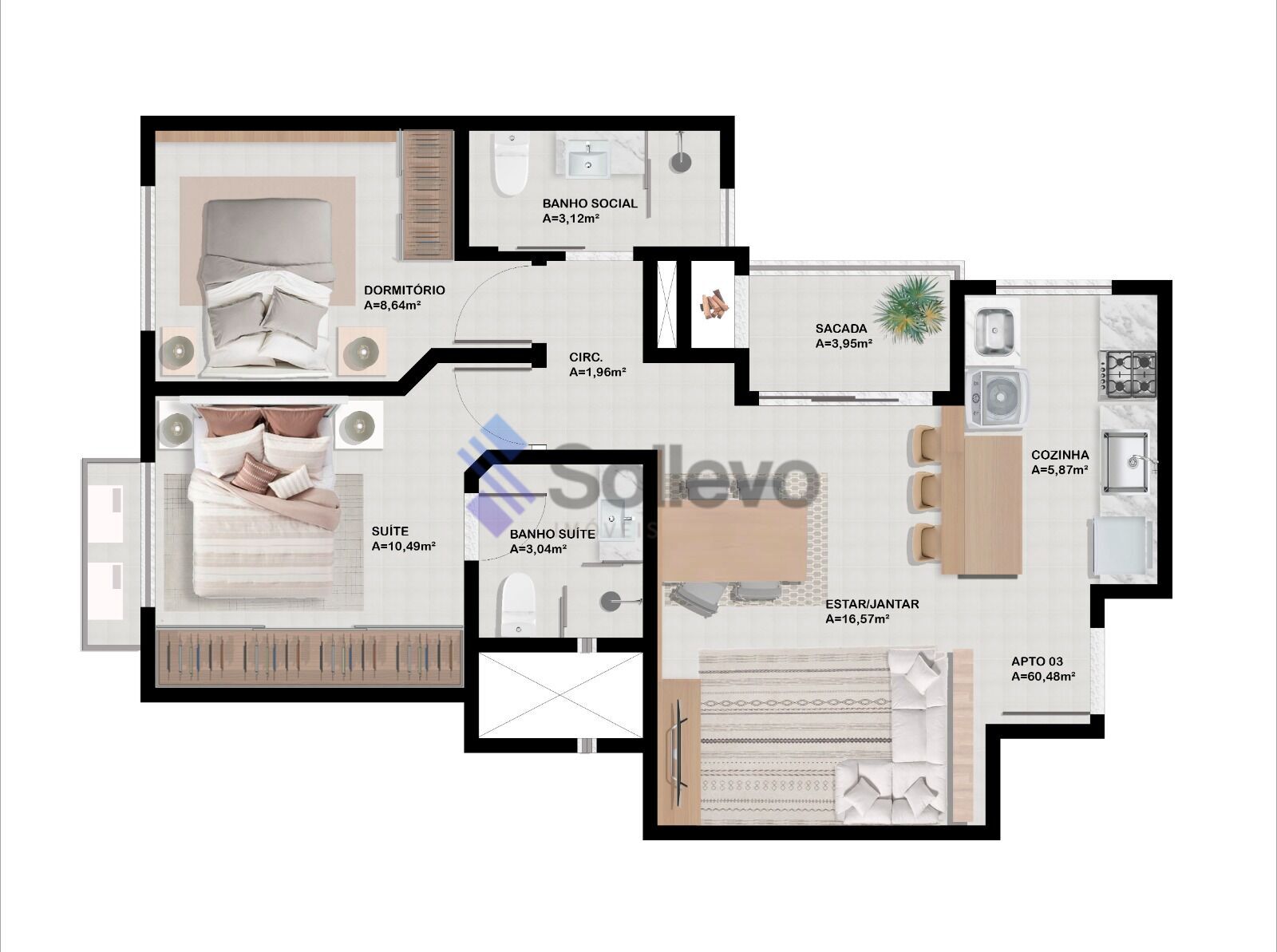 Apartamento à venda com 2 quartos, 60m² - Foto 9