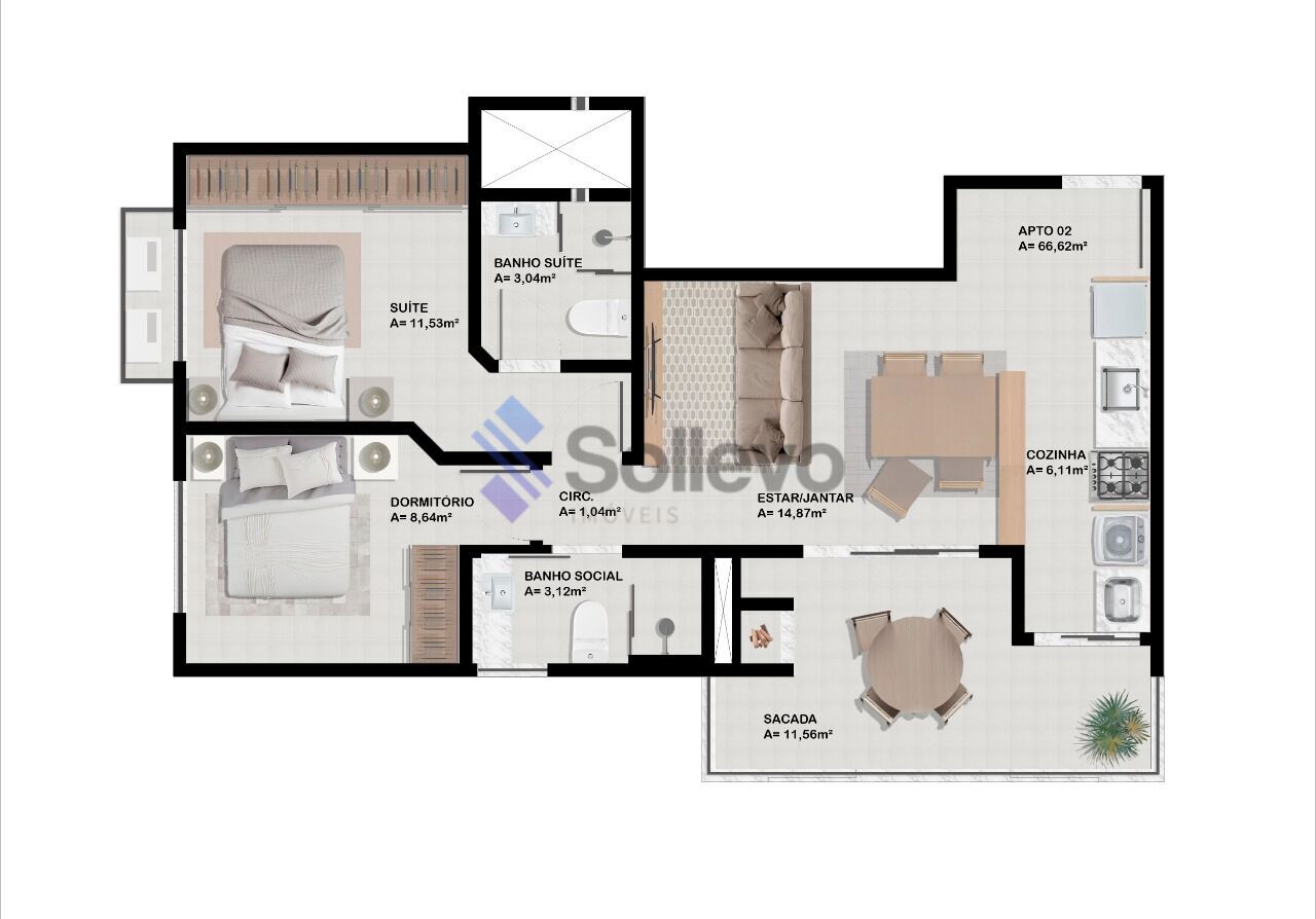 Apartamento à venda com 2 quartos, 60m² - Foto 7