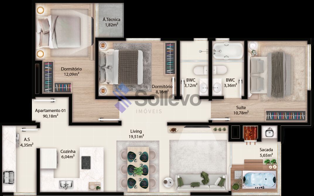 Apartamento à venda com 3 quartos, 90m² - Foto 17