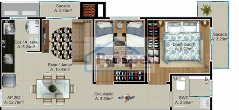 Apartamento de 3 quartos, 74m² no bairro Iririú, em Joinville | Eu Corretor