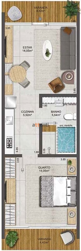 Apartamento à venda com 1 quarto, 52m² - Foto 3