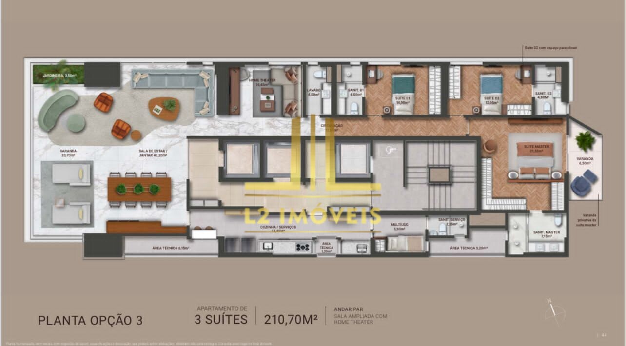 Apartamento à venda com 4 quartos, 210m² - Foto 5