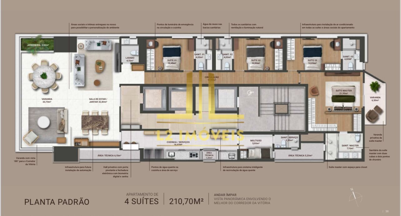 Apartamento à venda com 4 quartos, 210m² - Foto 4