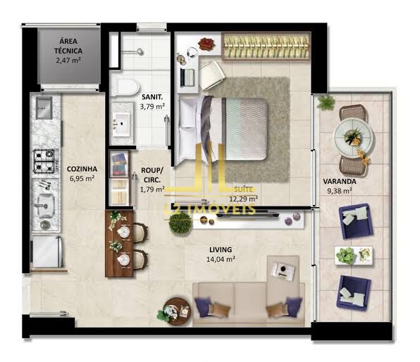 Apartamento à venda com 1 quarto, 50m² - Foto 8