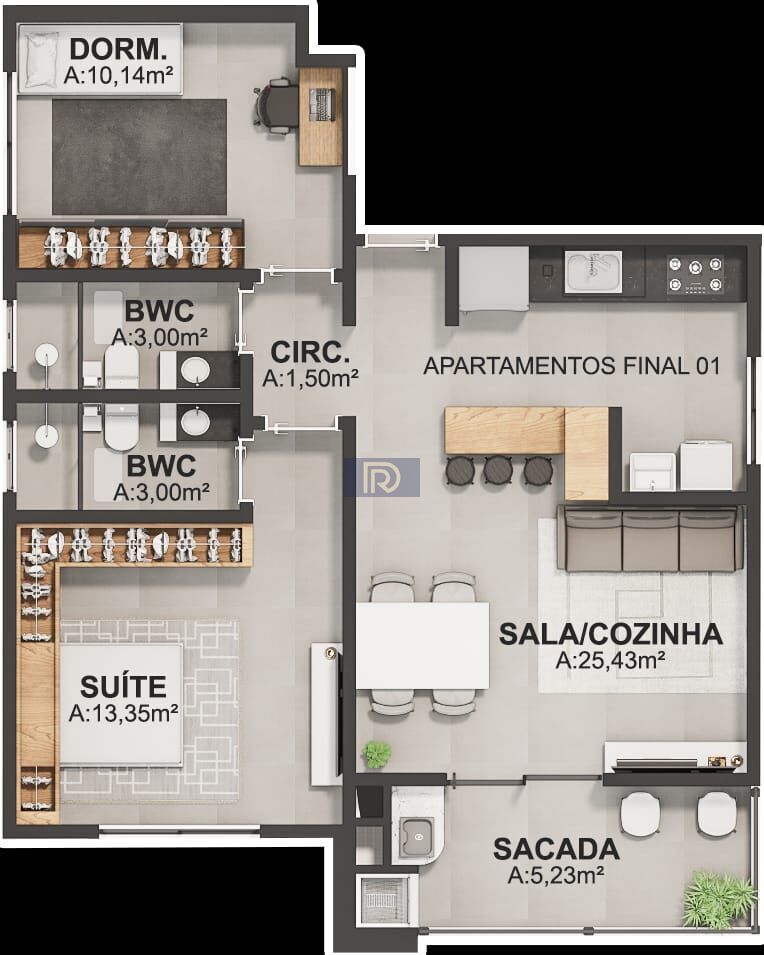 Apartamento à venda com 2 quartos, 61m² - Foto 3