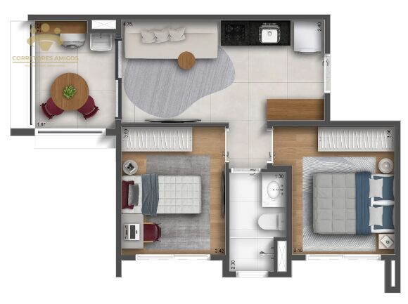 Apartamento, 2 quartos, 40 m² - Foto 3