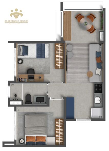 Apartamento, 2 quartos, 40 m² - Foto 2