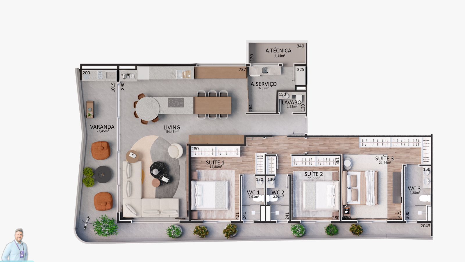 Apartamento, 3 quartos, 169 m² - Foto 14