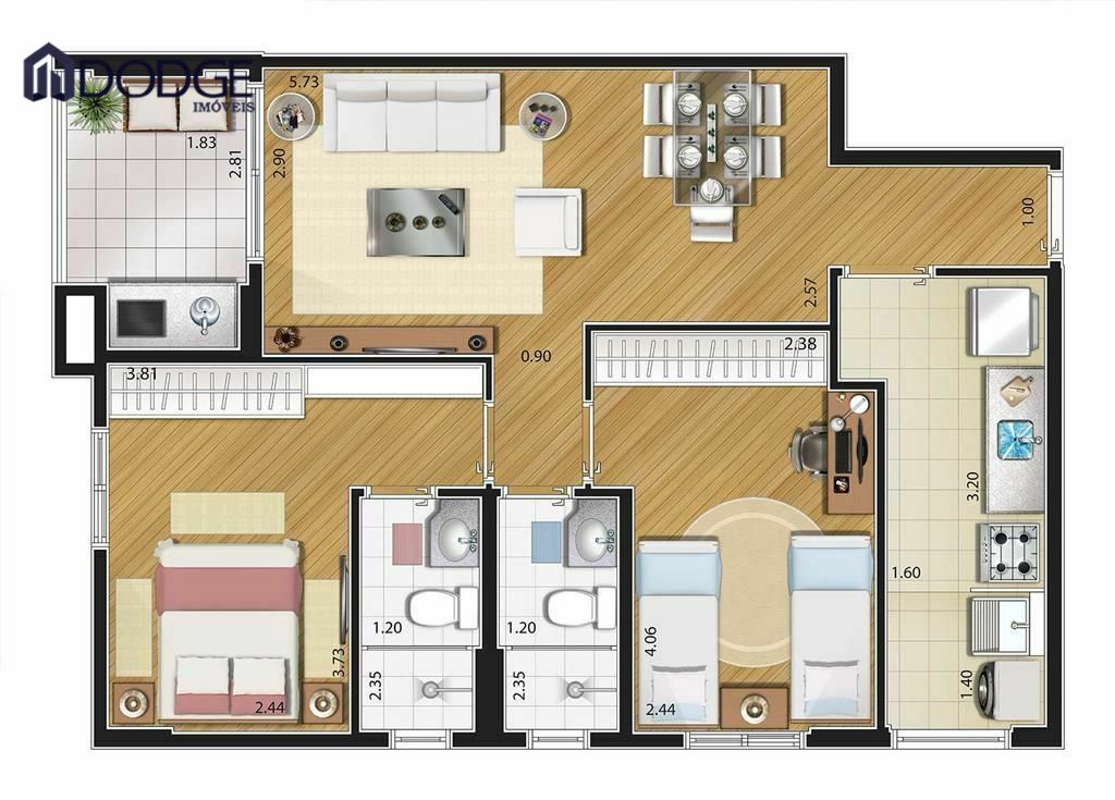 Apartamento à venda com 2 quartos, 68m² - Foto 6